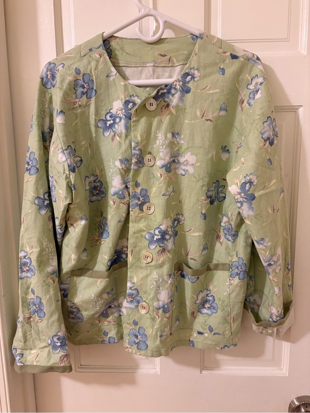 Light Green Floral Set: Button-Up Jacket & matching jumper dress. Handmade